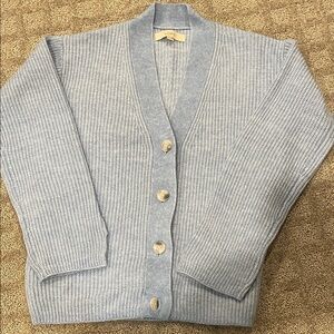 LOFT blue cardigan, size xs, oversized fit, can cuff bottom of sleeve
